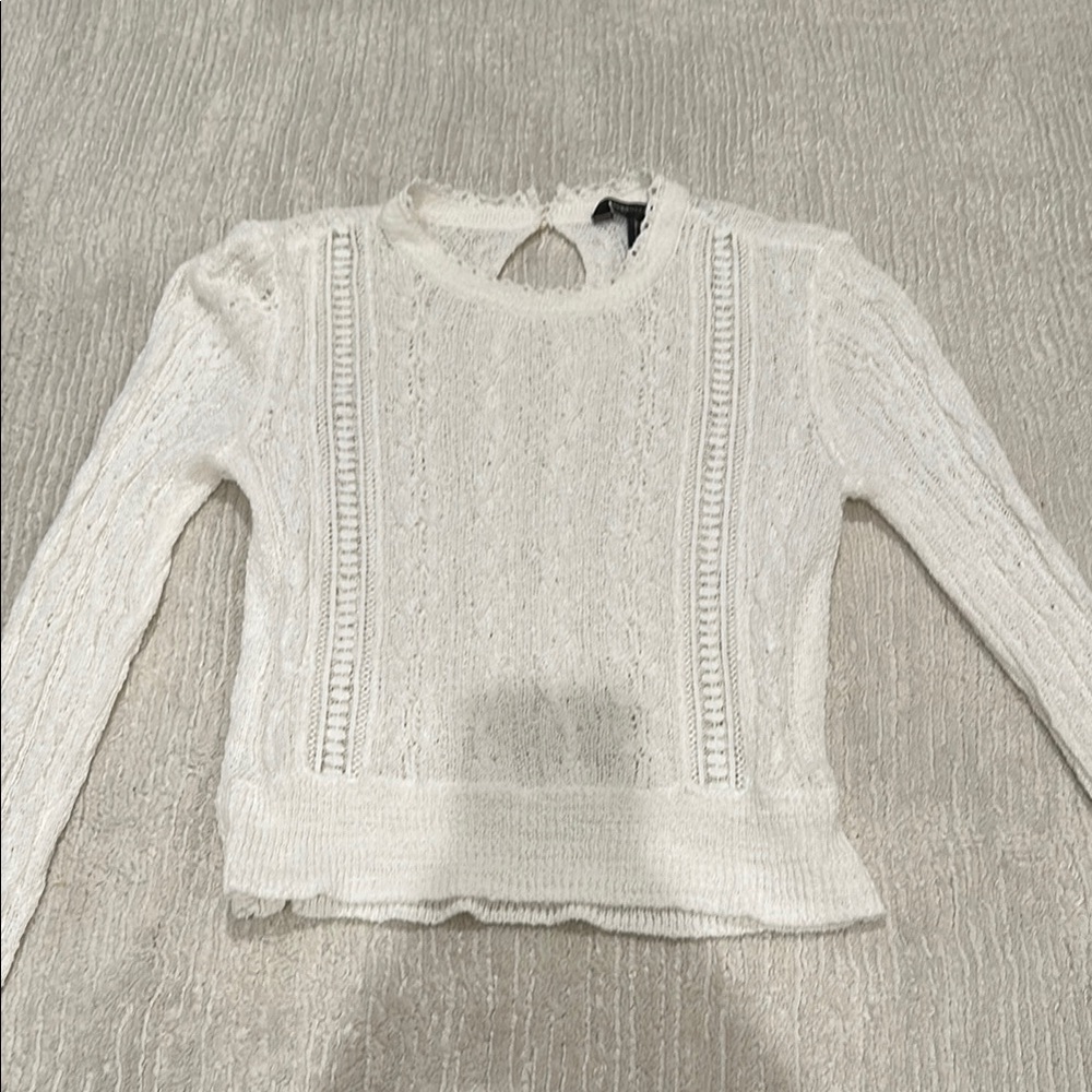 BCBG Elegant White Cable Knit Sweater